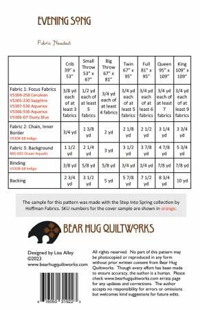 Evening Song # BHQ-272, From Bear Hug Quiltworks By Alley, Lisa In Quilts