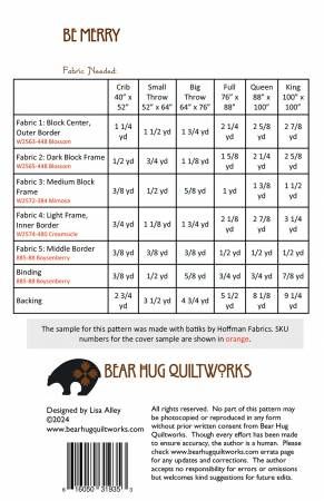 Be Merry # BHQ-280, From Bear Hug Quiltworks By Alley, Lisa In Quilts