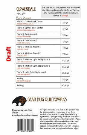 Cloverdale # BHQ-291, From Bear Hug Quiltworks By Alley, Lisa In Quilts