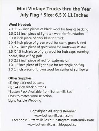 Mini Vintage Truck Thru The Year - July 6-1/2in x 11in # BMB1352