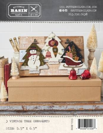 3 Vintage Tree Ornaments # BMB1723, From Buttermilk Basin In Craft