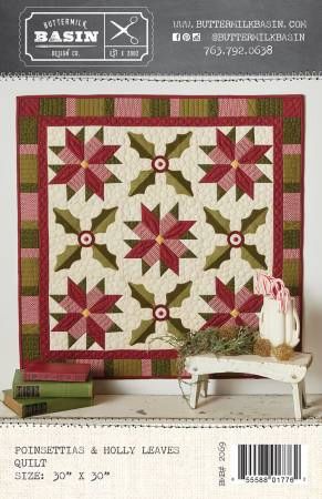 Poinsettias & Holly Leaves Quilt # BMB2069
