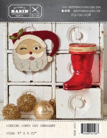 Winking Santa Mug Ornament # BMB3277, From Buttermilk Basin In Craft