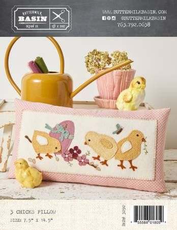 3 Chicks Pillow # BMB3292, From Buttermilk Basin By West, Stacy In Pillows and Rugs