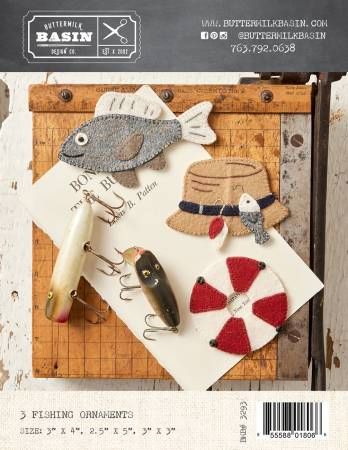 3 Fishing Ornaments # BMB3293, From Buttermilk Basin By West, Stacy In Craft