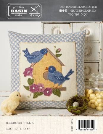 Bluebirds Pillow # BMB3345, From Buttermilk Basin By West, Stacy In Pillows and Rugs