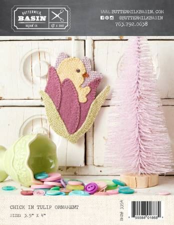 Chick in Tulip Ornament # BMB3354, From Buttermilk Basin By West, Stacy In Craft