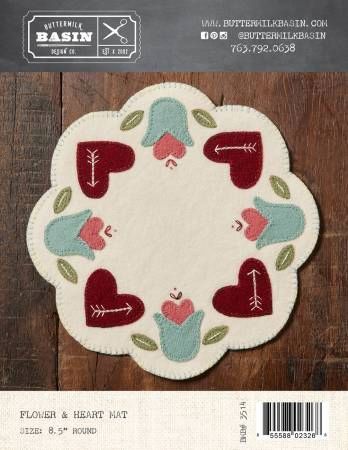 Flower & Heart Mat # BMB3514, From Buttermilk Basin By West, Stacy In Craft