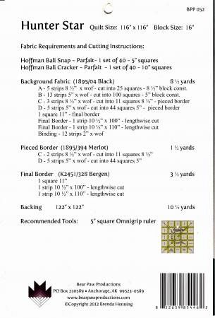 Hunter Star # BPP052, From Bear Paw Productions By Henning, Brenda In Quilts