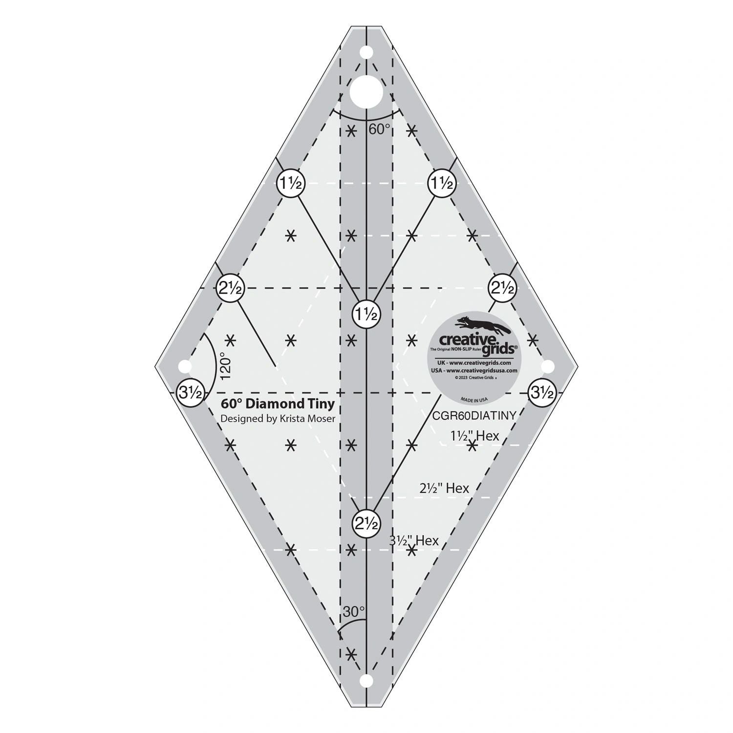 Creative Grids 60 Degree Tiny Diamond Ruler # CGR60DIATINY