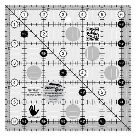Creative Grids Left Handed Quilt Ruler 6-1/2in Square # CGR6LEFT