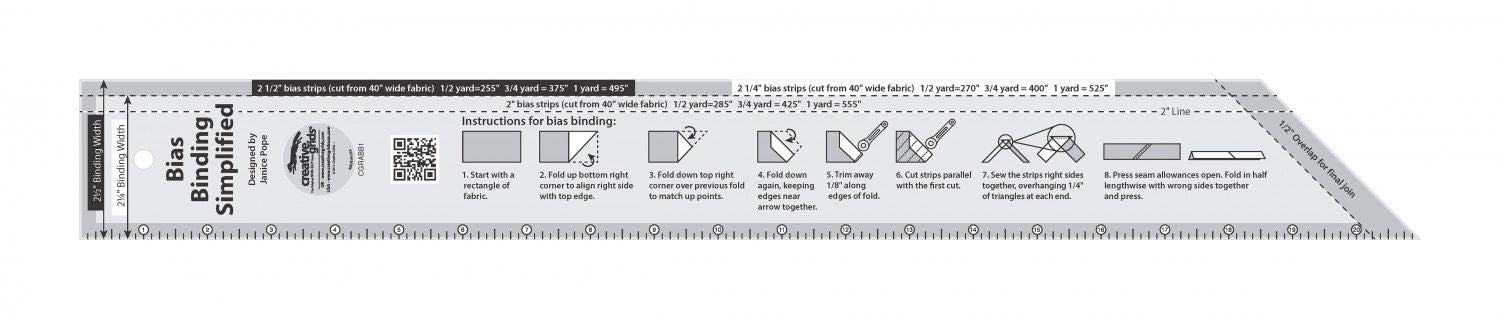 Creative Grids Bias Binding Simplified Quilt Ruler # CGRABB1