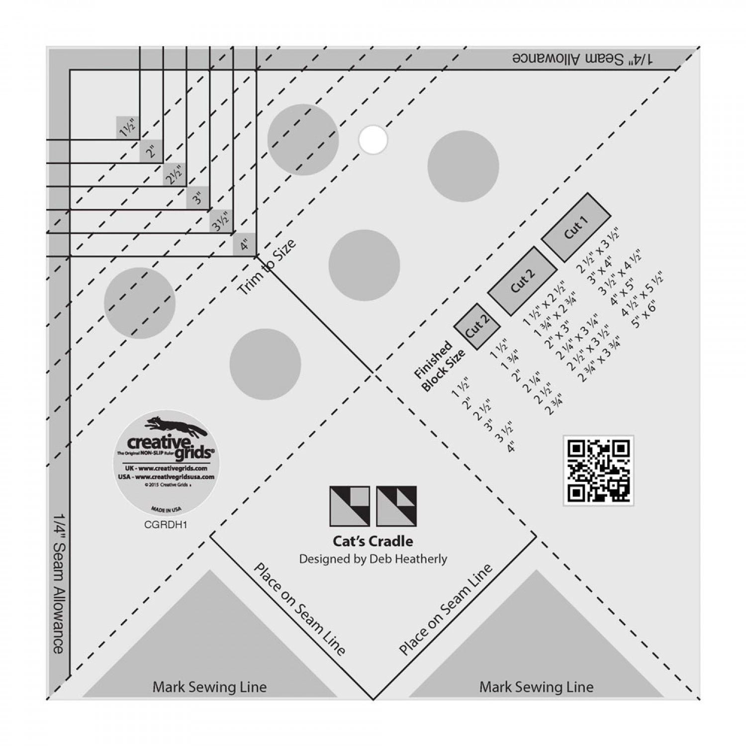 Creative Grids Cat's Cradle Tool Quilt Ruler # CGRDH1