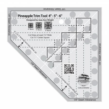 Creative Grids Pineapple Trim Tool Mini Quilt Ruler # CGRJAW3MINI
