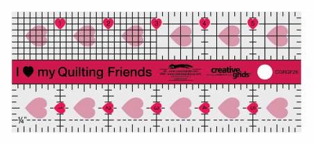 Creative Grids I Love My Quilt Friends Mini Quilt Ruler 2-1/2in x 6in # CGRQF26