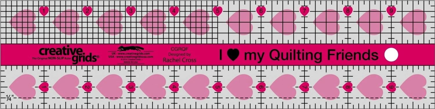 Creative Grids I Love My Quilt Friends Quilt Ruler 2-1/2in x 10in # CGRQF