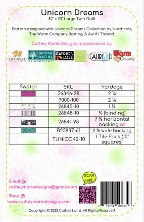 Unicorn Dreams # CMD185P, From Cathey Marie Designs By Laird, Cathey In Quilts