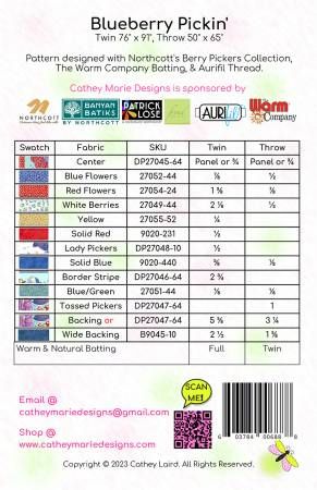 Blueberry Pickin' # CMD188P, From Cathey Marie Designs By Laird, Cathey In Quilts