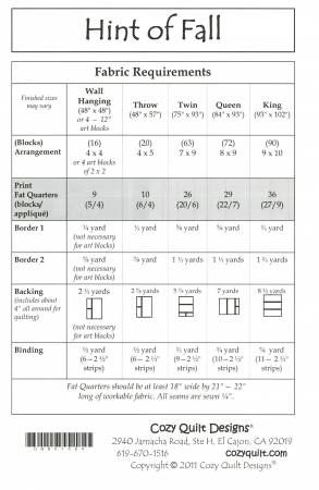 Fat Quarter - Hint of Fall # CQD01064