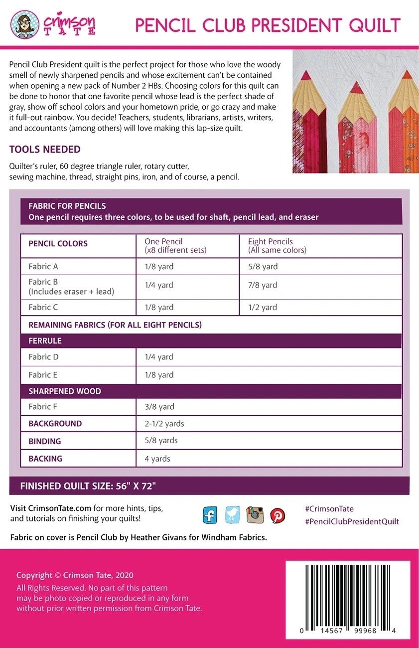 Pencil Club President Quilt # CTS116