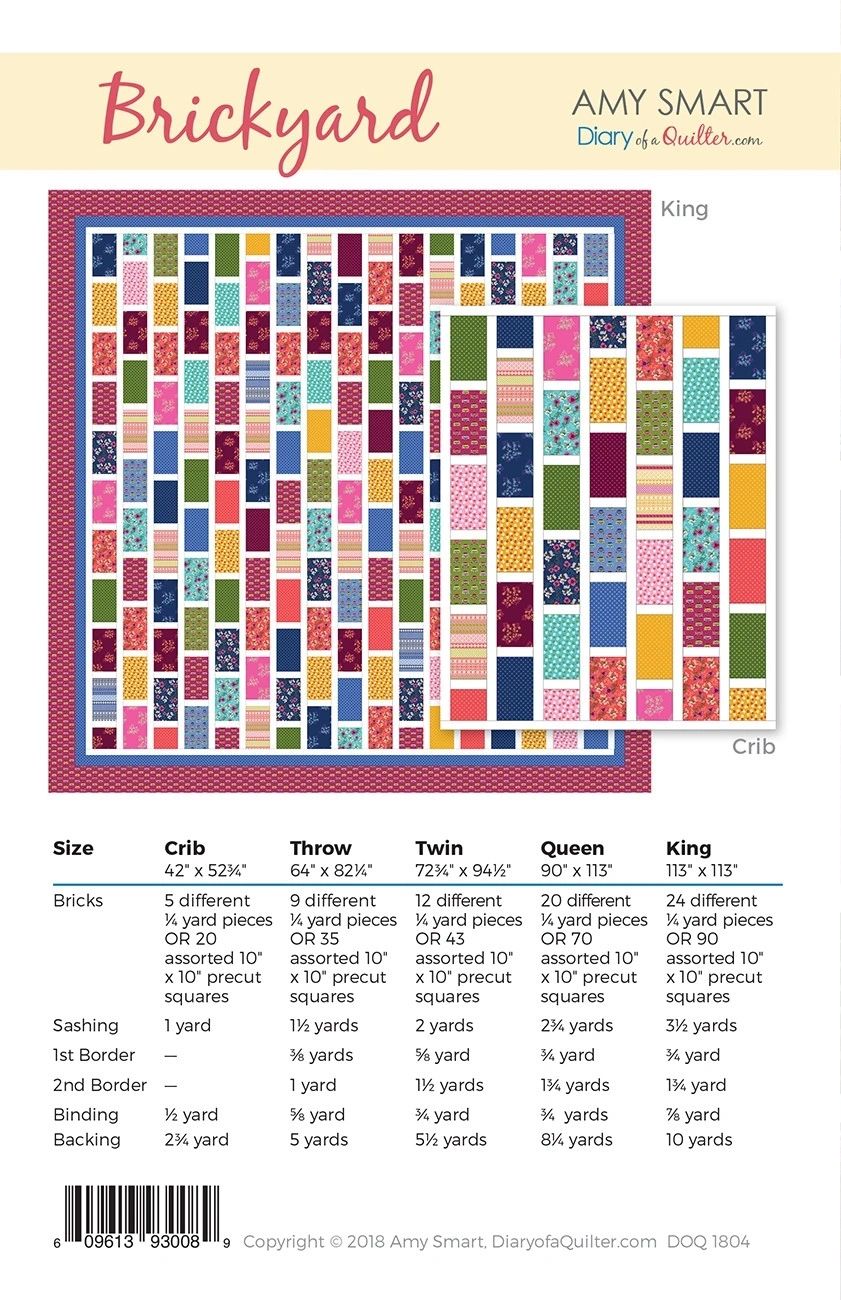 Brickyard # DOQ1804 From Amy Smart - Diary of a Quilter In Quilts