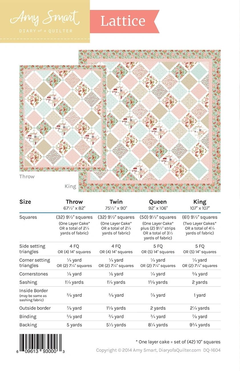 Lattice Quilt # DQ-1604 From Amy Smart - Diary of a Quilter By Smart, Amy In Quilts