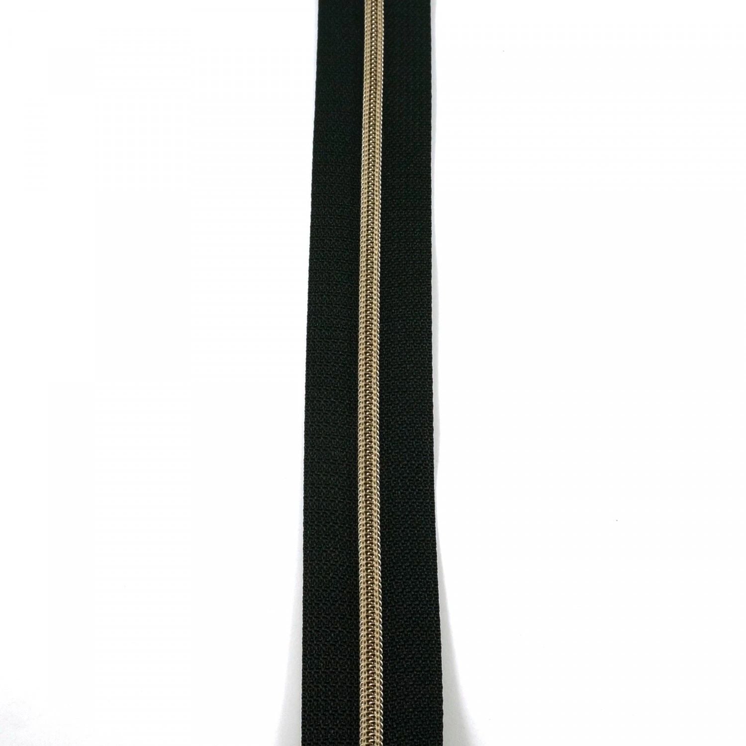 #3 Emmaline Zippers-by-the-Yard 3yds Black Antique Brass Teeth # EBZP3BLK3AB