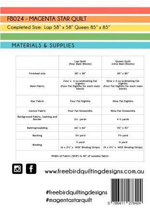 Magenta Star Quilt Pattern # FB0024