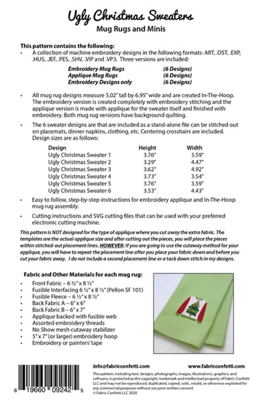 Ugly Christmas Sweaters Mug Rugs and Minis # FC-UCSMR