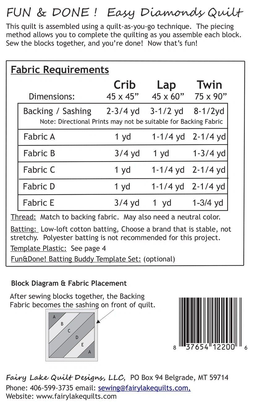 Fun & Done - Easy Diamonds Quilt # FLQD101
