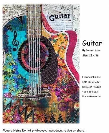 Guitar Collage Pattern by Laura Heine # FWLHGUITAR