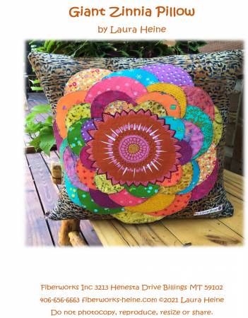 Giant Zinnia Pillow Collage Pattern by Laura Heine # FWLHGZP