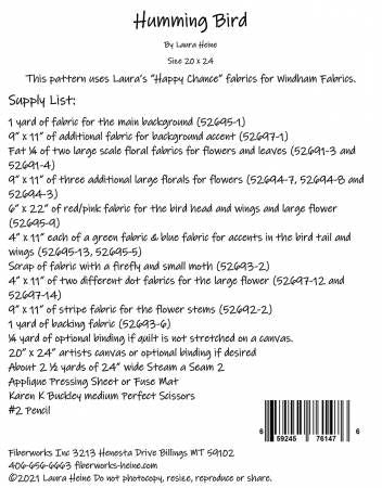 Humming Bird Collage Pattern by Laura Heine # FWLHHB