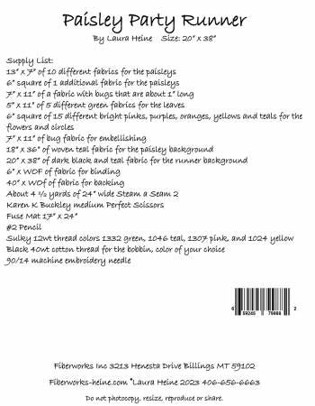 Paisley Party Runner Collage Pattern # FWLHPPR