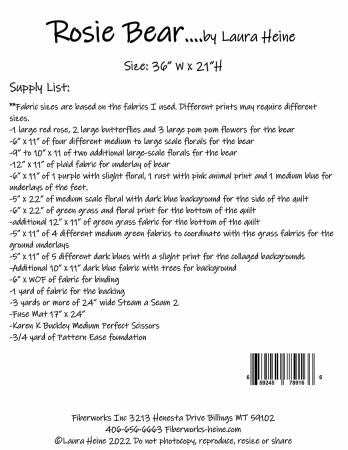 Rosie Bear Collage Pattern by Laura Heine # FWLHRB