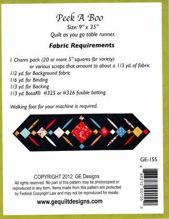 Peek A Boo Quilt As You Go Table Runner # GE155