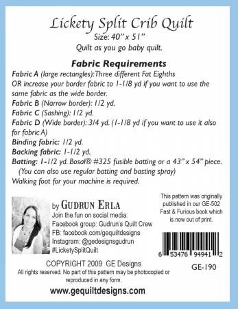 Lickety Split Quilt As You Go # GE190