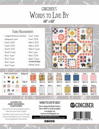 Words to Live By Quilt Pattern # GGB056
