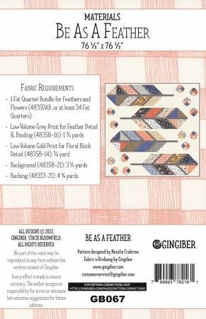 Be As A Feather Quilt Pattern # GGB067-P