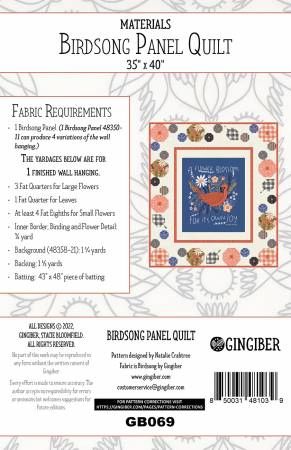 Birdsong Panel Quilt Pattern # GGB069-P