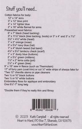 Quilt Block Snowman # HTH438