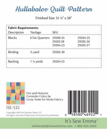 Hullabaloo Quilt Pattern # ISE-532