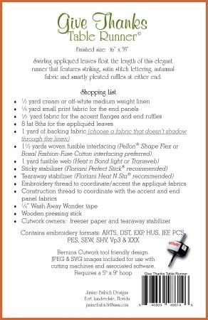 CD Give Thanks Table Runner Machine Embroidery # JBDGT