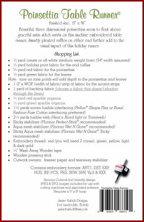 Poinsettia Table Runner Machine Embroidery # JBDPTR