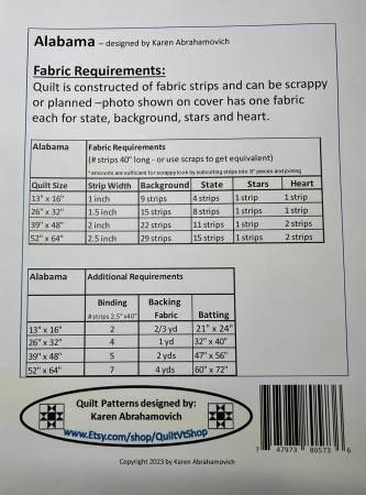 Alabama Quilt Pattern # KA-001