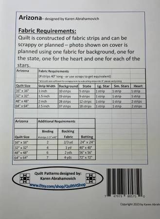 Arizona Quilt Pattern # KA-003