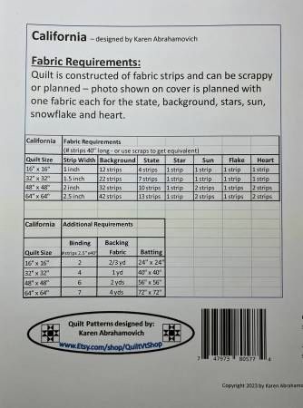 California Quilt Pattern # KA-005