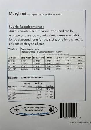 Maryland Quilt Pattern # KA-020
