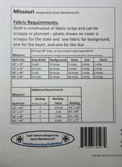 Missouri Quilt Pattern # KA-025