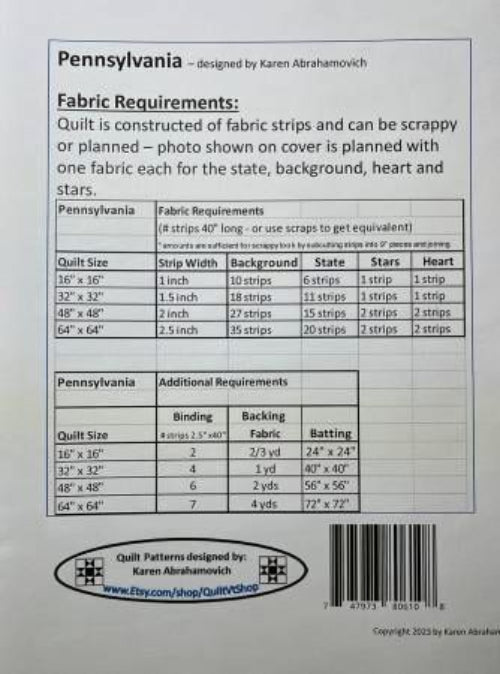 Pennsylvania Quilt Pattern # KA-038